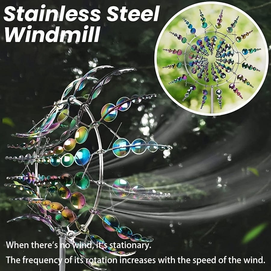 Lisslune | 1 Piece Magical Metal Windmill, 3D Metal Outdoor Wind Chime for Yard and Garden, Unique Metal Kinetic Wind Sculptures & Wind Chime, Wind Catcher Metal Outdoor Lawn Terrace Decoration Wind Sculpture