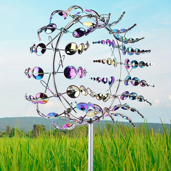 Lisslune | 1 Piece Magical Metal Windmill, 3D Metal Outdoor Wind Chime for Yard and Garden, Unique Metal Kinetic Wind Sculptures & Wind Chime, Wind Catcher Metal Outdoor Lawn Terrace Decoration Wind Sculpture