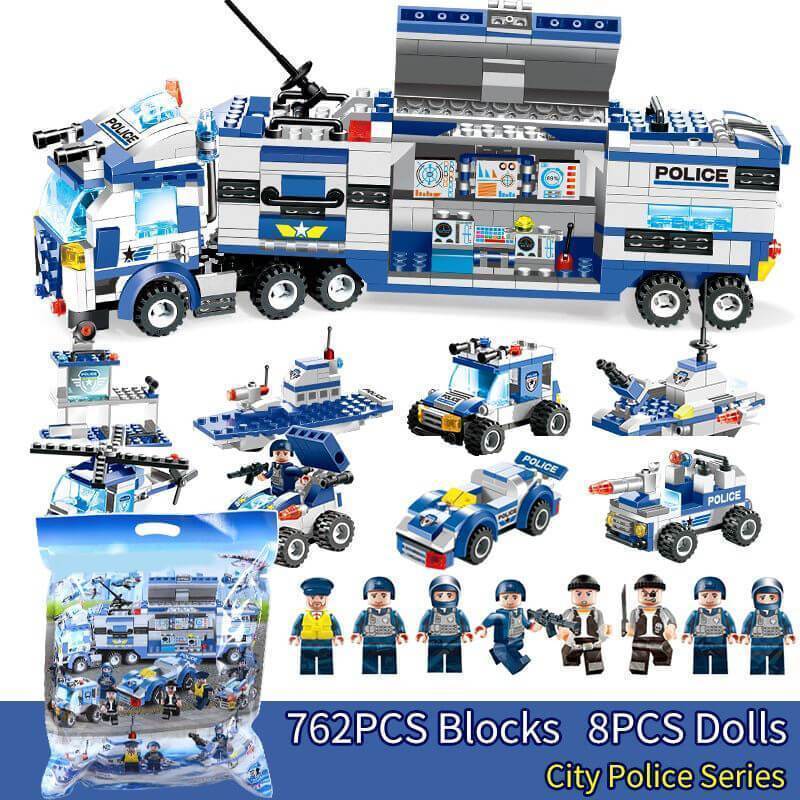 Lisslune | 8 IN 1 City Police Truck Station Building Block Series SWAT Toy Gift For Kids