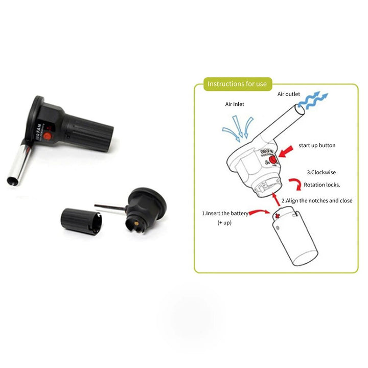 Lisslune | Portable BBQ Fire Bellows – Aluminum Hand Blower for Grilling, Camping & Picnics