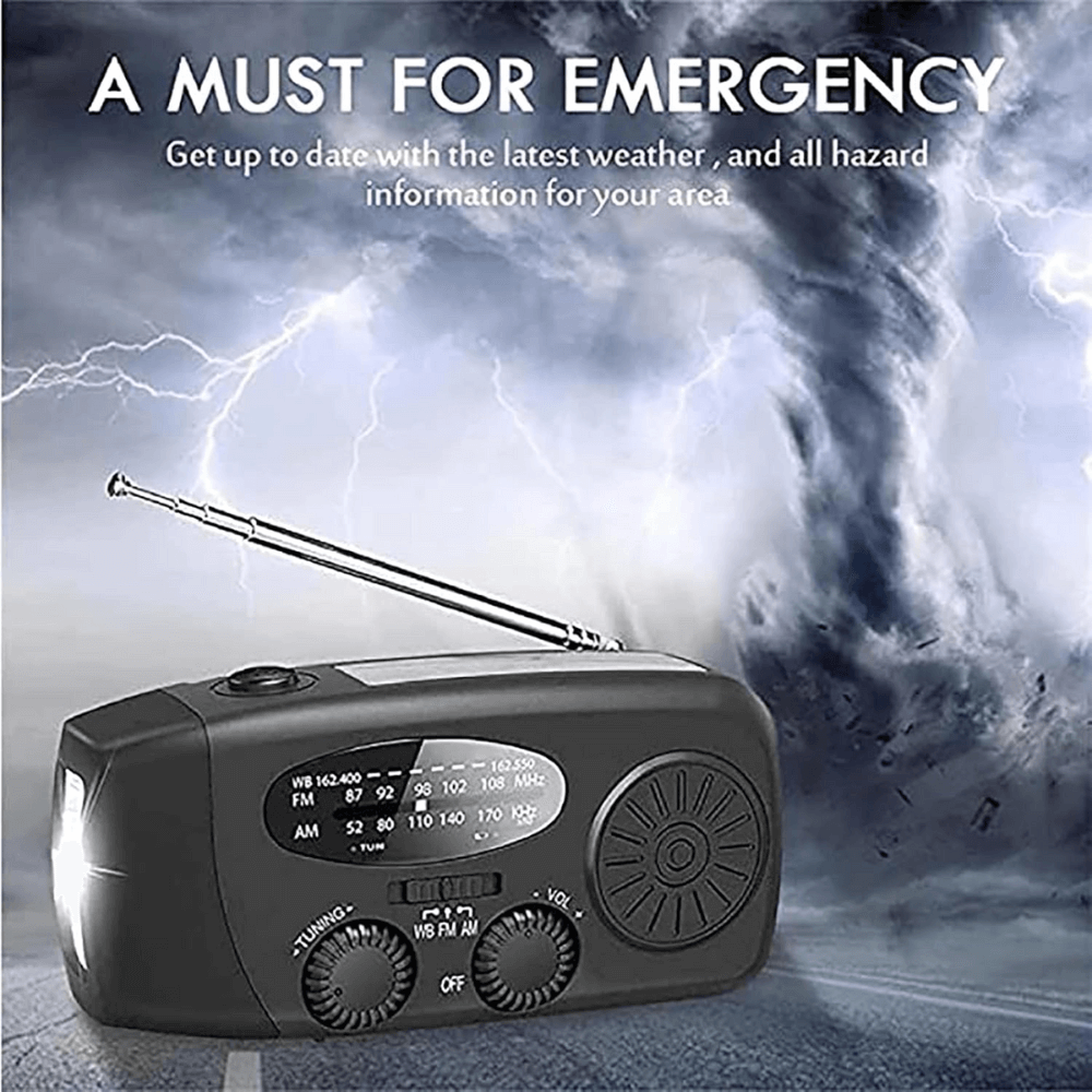 Lisslune | Portable Wind-Up Radio | AM/FM, Weather Broadcasts & Built-In Power Bank for Emergency Preparedness