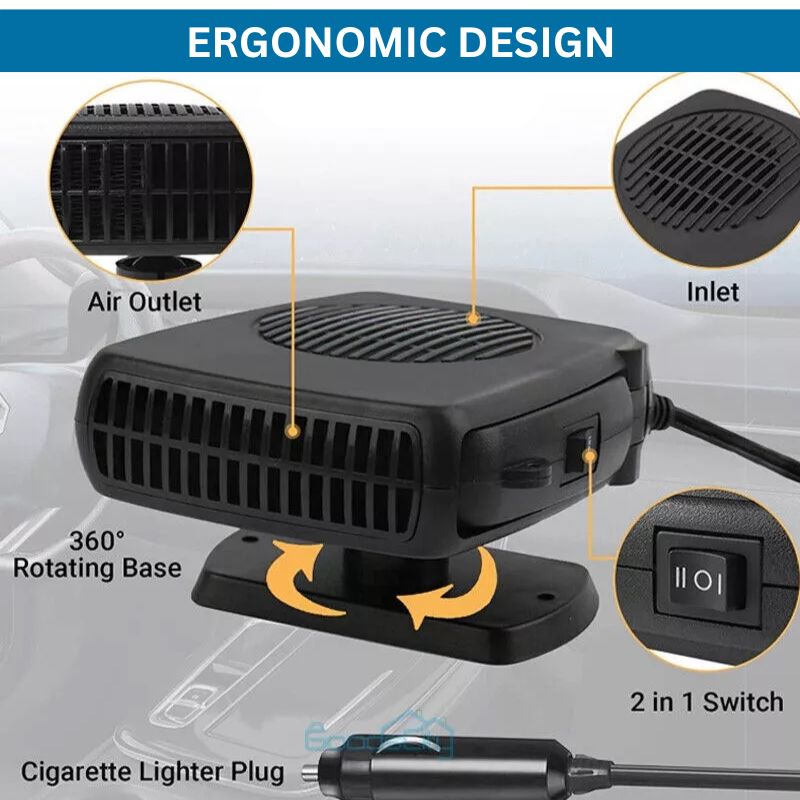 Lisslune | 12V Portable Car Heater with 360° Rotatable Base