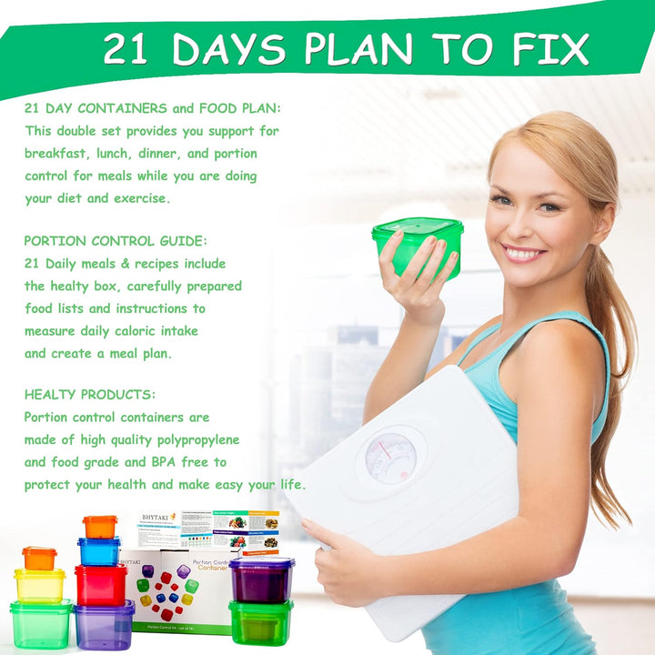Lisslune | Portion Control Containers (14-Piece Set) - 21 Day Fix for Weight Loss