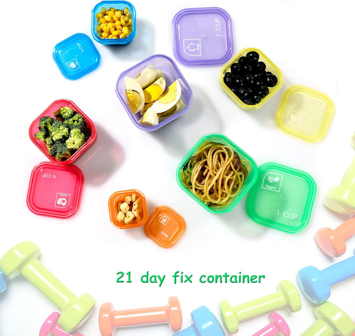 Lisslune | Portion Control Containers (14-Piece Set) - 21 Day Fix for Weight Loss