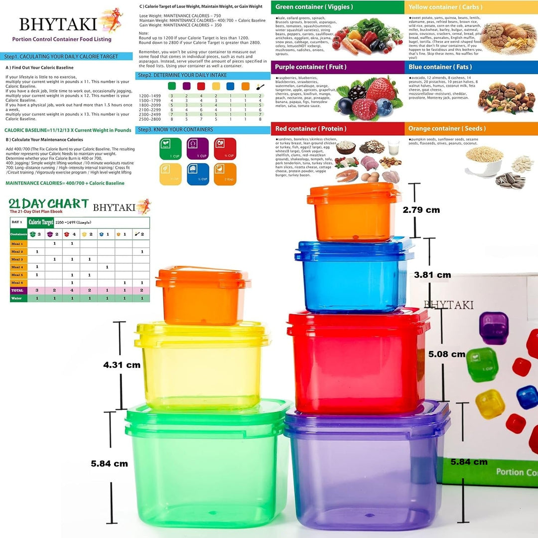 Lisslune | Portion Control Containers (14-Piece Set) - 21 Day Fix for Weight Loss