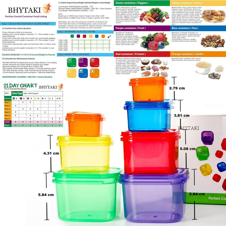 Lisslune | Portion Control Containers (14-Piece Set) - 21 Day Fix for Weight Loss