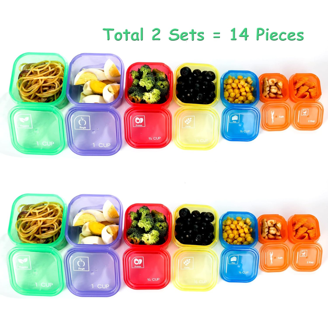 Lisslune | Portion Control Containers (14-Piece Set) - 21 Day Fix for Weight Loss