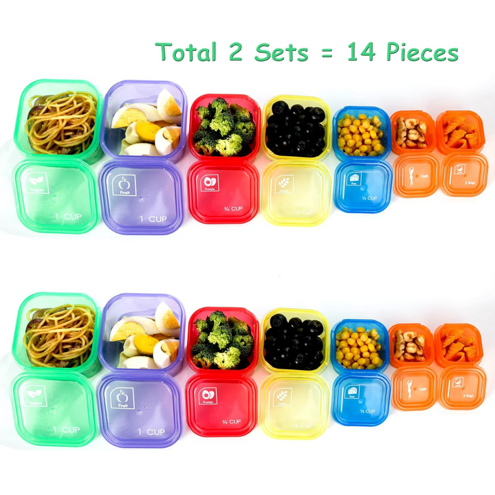 Lisslune | Portion Control Containers (14-Piece Set) - 21 Day Fix for Weight Loss