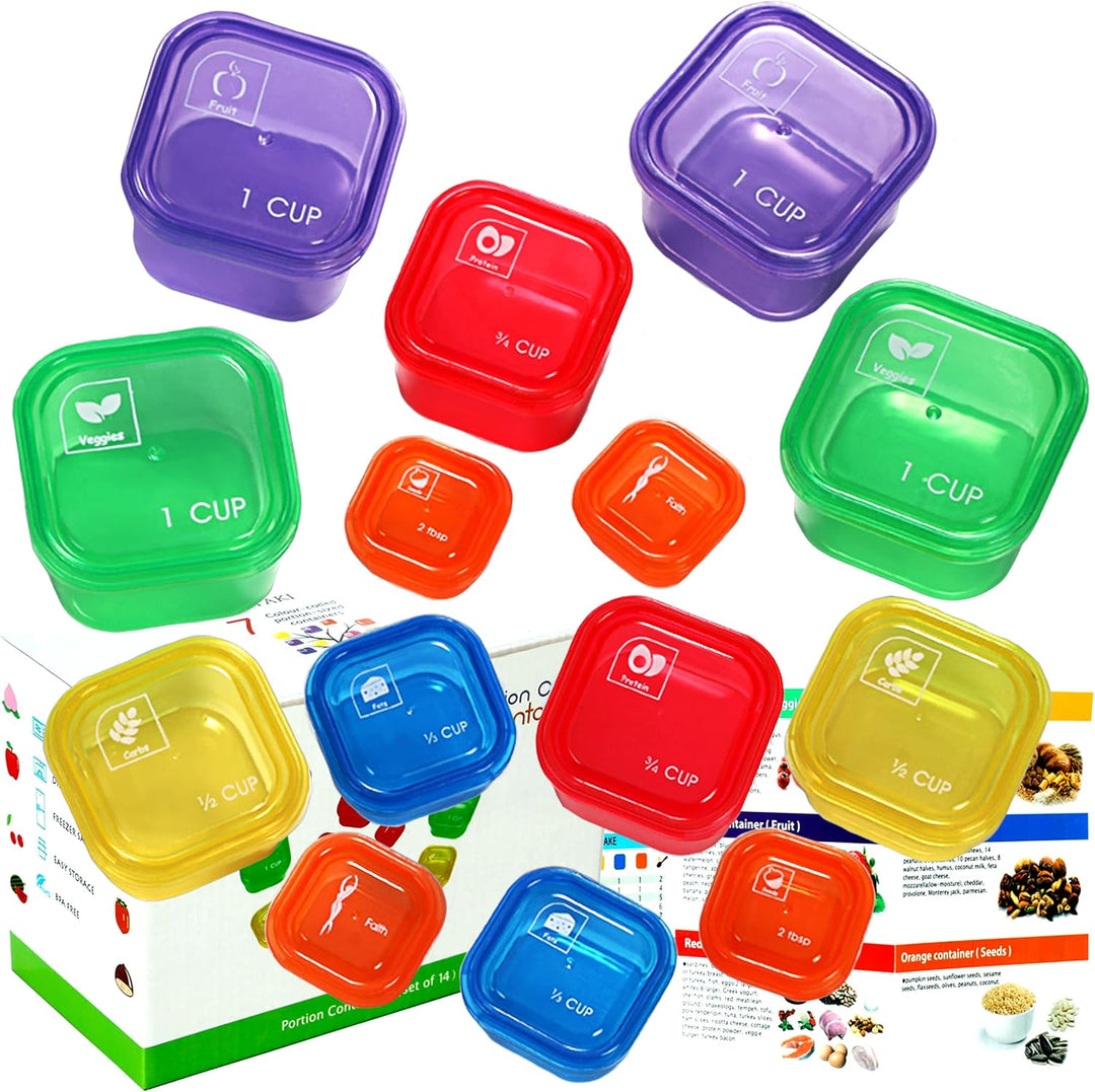 Lisslune | Portion Control Containers (14-Piece Set) - 21 Day Fix for Weight Loss
