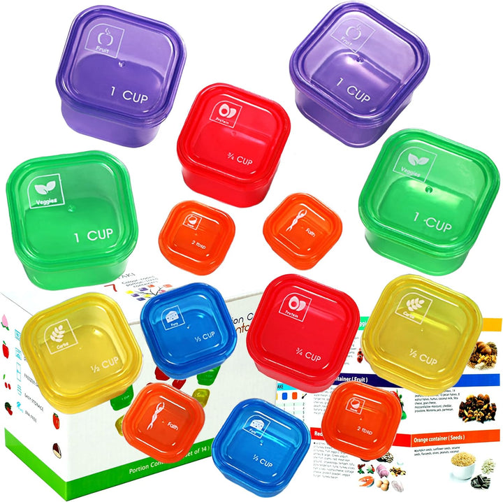 Lisslune | Portion Control Containers (14-Piece Set) - 21 Day Fix for Weight Loss