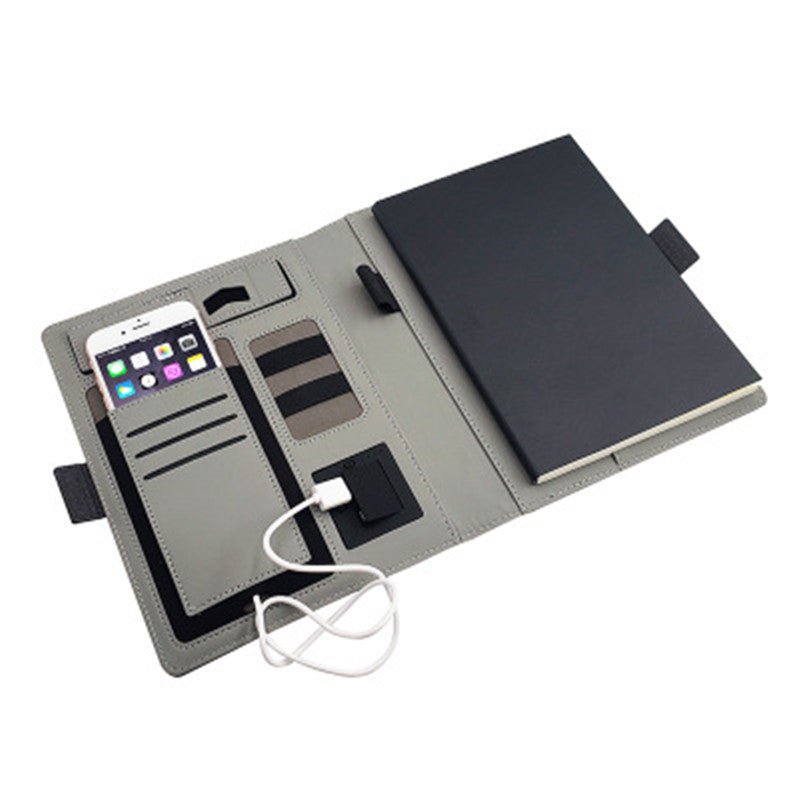 Lisslune | POWERFOLIO – A5 Leather Notebook with Built-in Wireless Charger