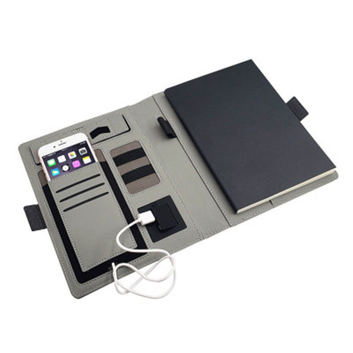 Lisslune | POWERFOLIO – A5 Leather Notebook with Built-in Wireless Charger