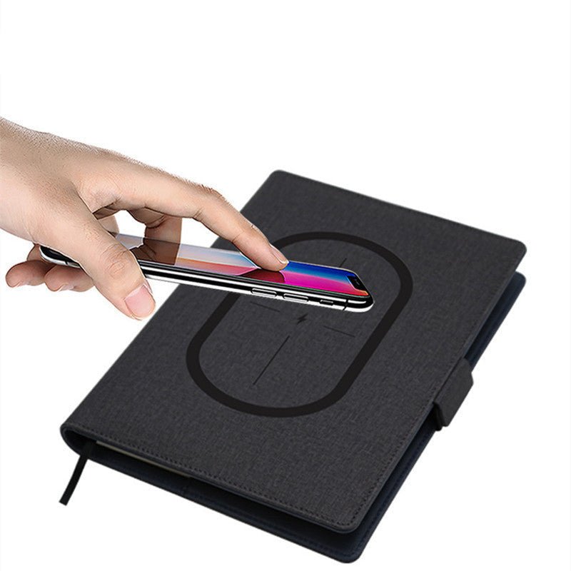 Lisslune | POWERFOLIO – A5 Leather Notebook with Built-in Wireless Charger