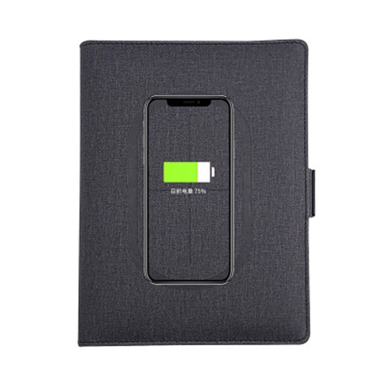 Lisslune | POWERFOLIO – A5 Leather Notebook with Built-in Wireless Charger