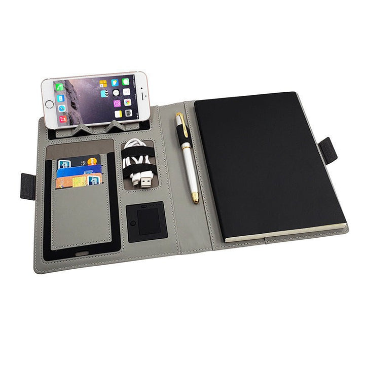 Lisslune | POWERFOLIO – A5 Leather Notebook with Built-in Wireless Charger