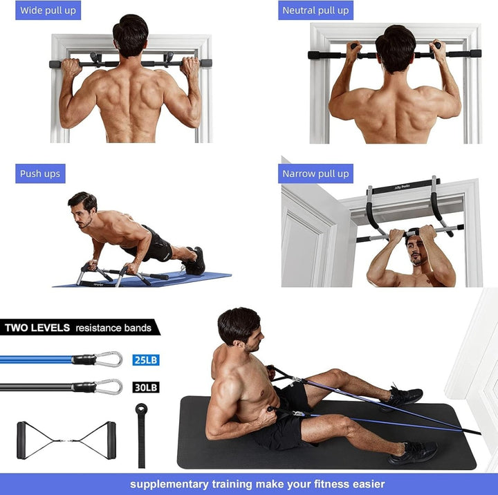 Lisslune | PowerGrip Pull-Up Bar – Heavy Duty Doorway Chin-Up Bar – 200 kg Capacity – Multi-Grip for Full Upper Body Workout