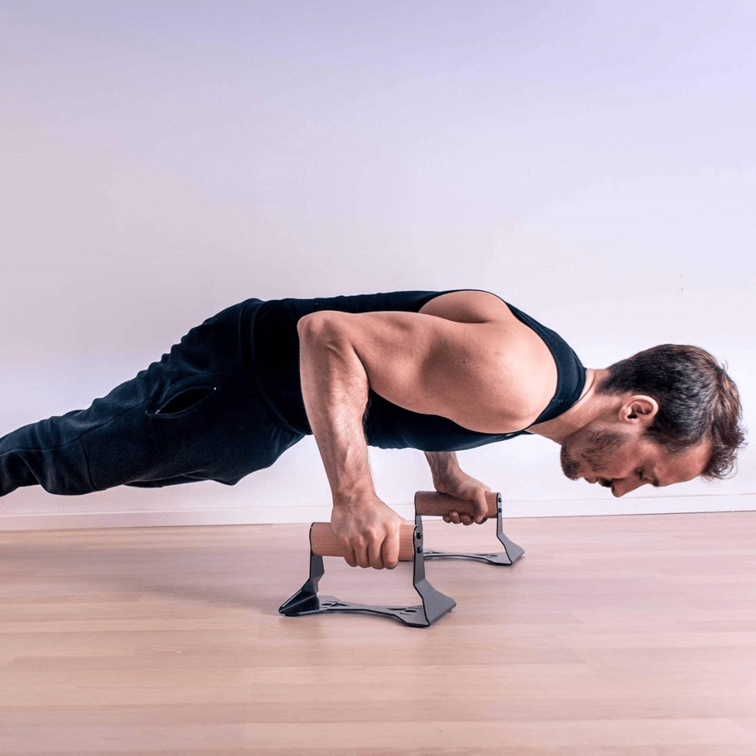 Lisslune | PowerGrip Wooden Push Parallettes – Ergonomic Handstand Bars with Anti-Slip Base for Strength Training