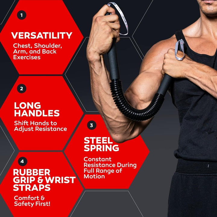 Lisslune | Powerwist Upper Body Training Bar – Adjustable Resistance – Full Body Strength & Endurance Trainer – Compact Home Gym Equipment