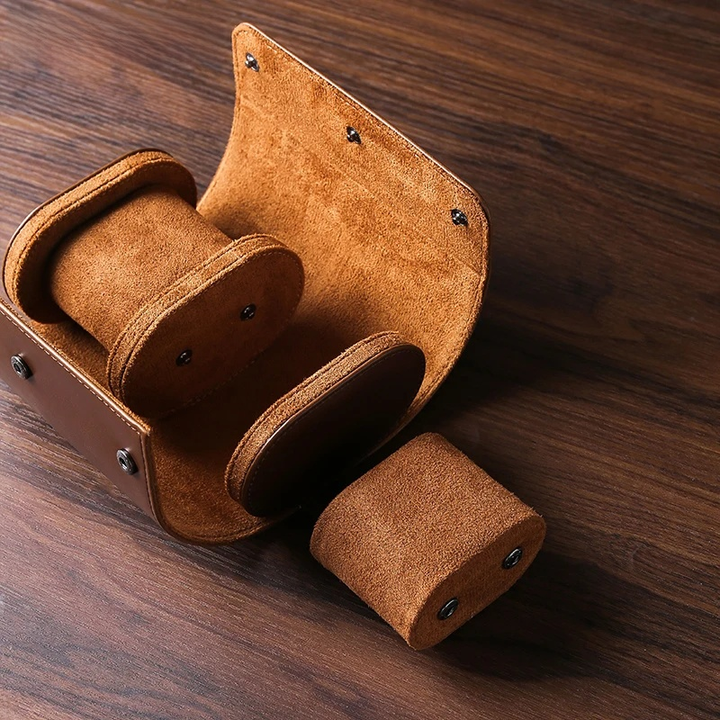 Lisslune | Vintage Leather 3-Slot Men's Watch Box for Travel
