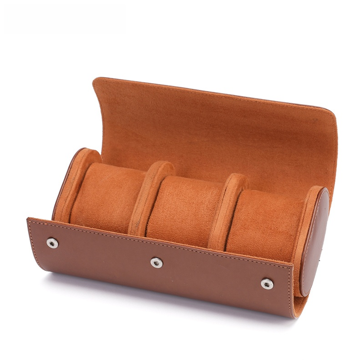 Lisslune | Vintage Leather 3-Slot Men's Watch Box for Travel