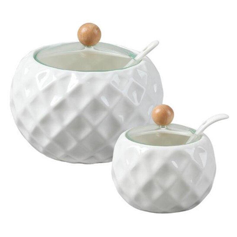 Lisslune | Elegant Ceramic Spice Jar Set with Symbolic Spoons - Premium Kitchen Spice Container