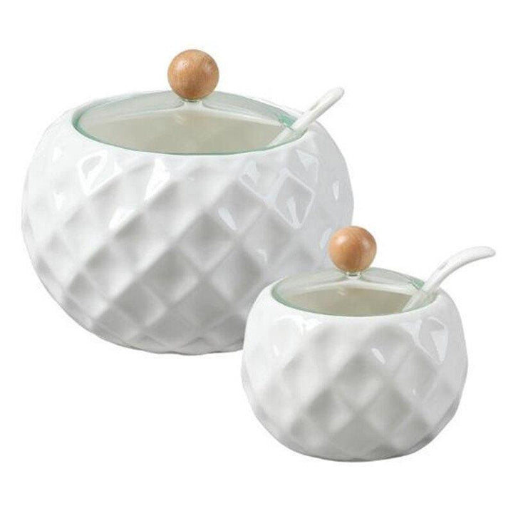 Lisslune | Elegant Ceramic Spice Jar Set with Symbolic Spoons - Premium Kitchen Spice Container