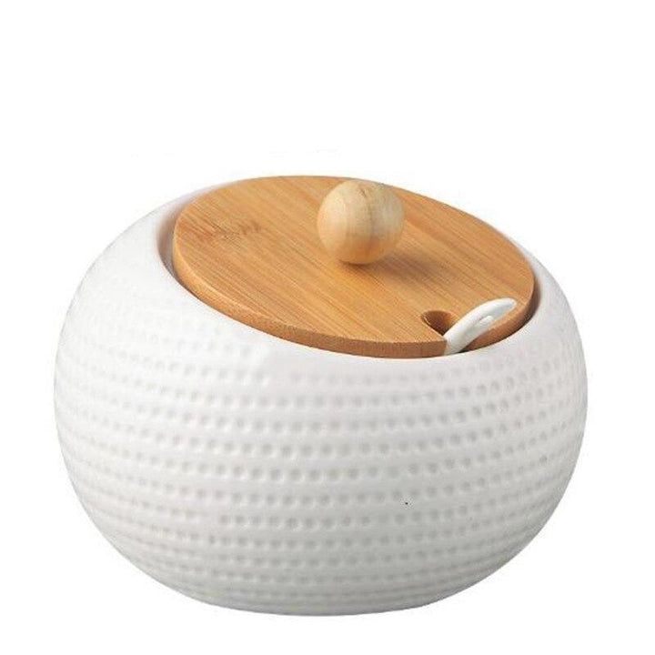 Lisslune | Elegant Ceramic Spice Jar Set with Symbolic Spoons - Premium Kitchen Spice Container