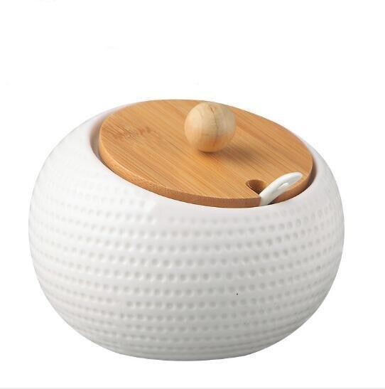 Lisslune | Elegant Ceramic Spice Jar Set with Symbolic Spoons - Premium Kitchen Spice Container