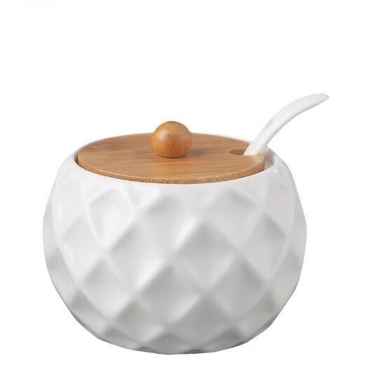 Lisslune | Elegant Ceramic Spice Jar Set with Symbolic Spoons - Premium Kitchen Spice Container