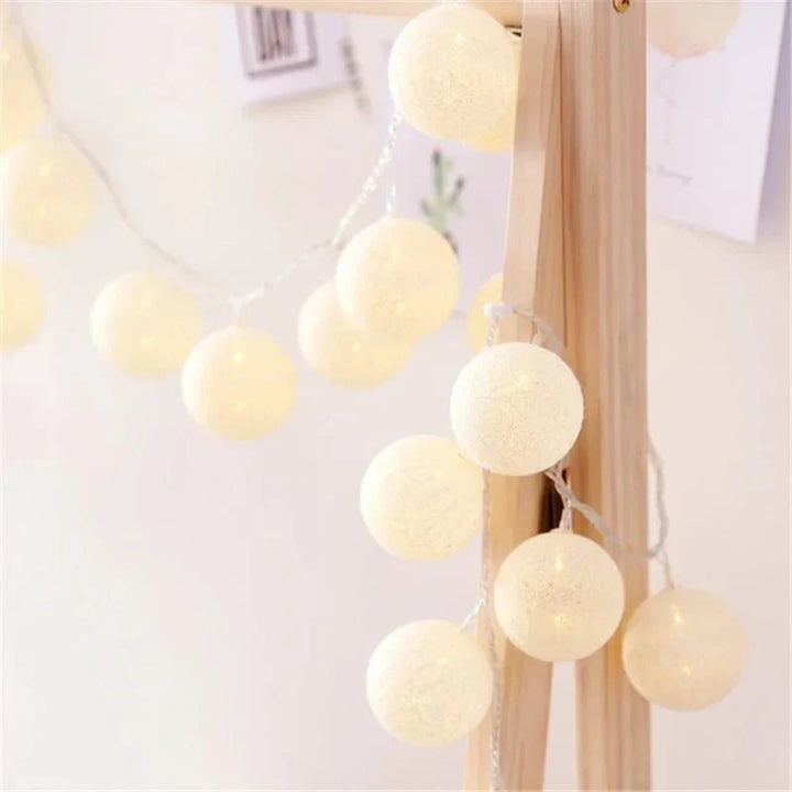 Lisslune | Pretty Pastel Cotton Ball Fairy Lights Garland