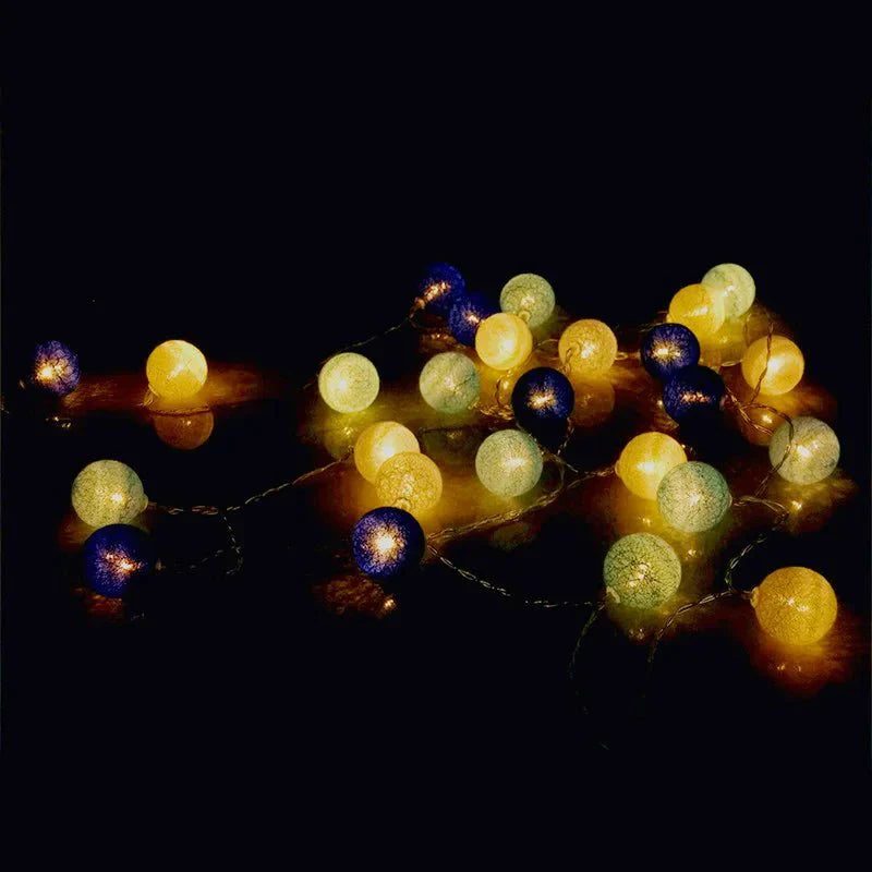 Lisslune | Pretty Pastel Cotton Ball Fairy Lights Garland