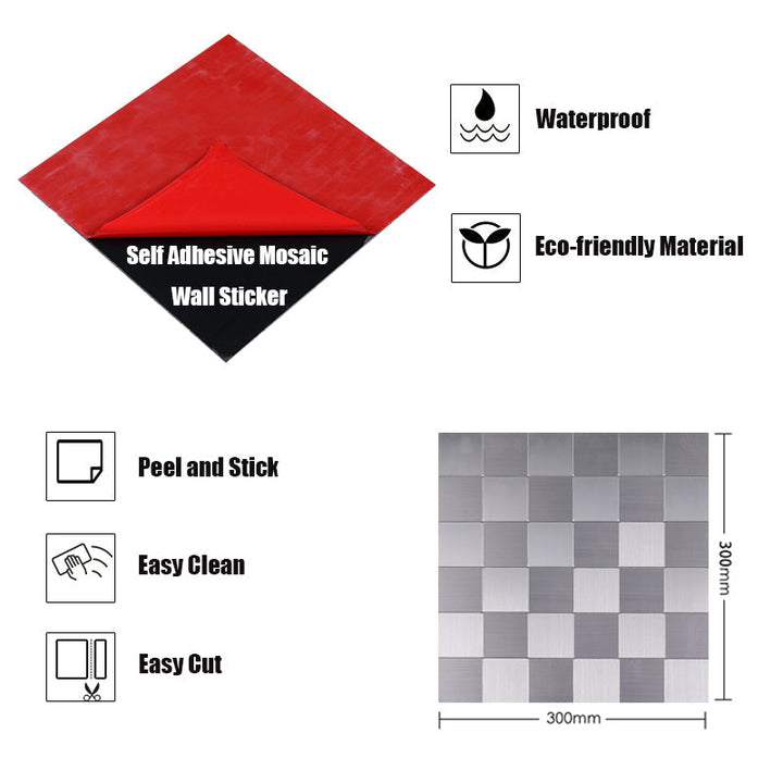Lisslune | 3D Metal Self Adhesive Brick Wall Stickers