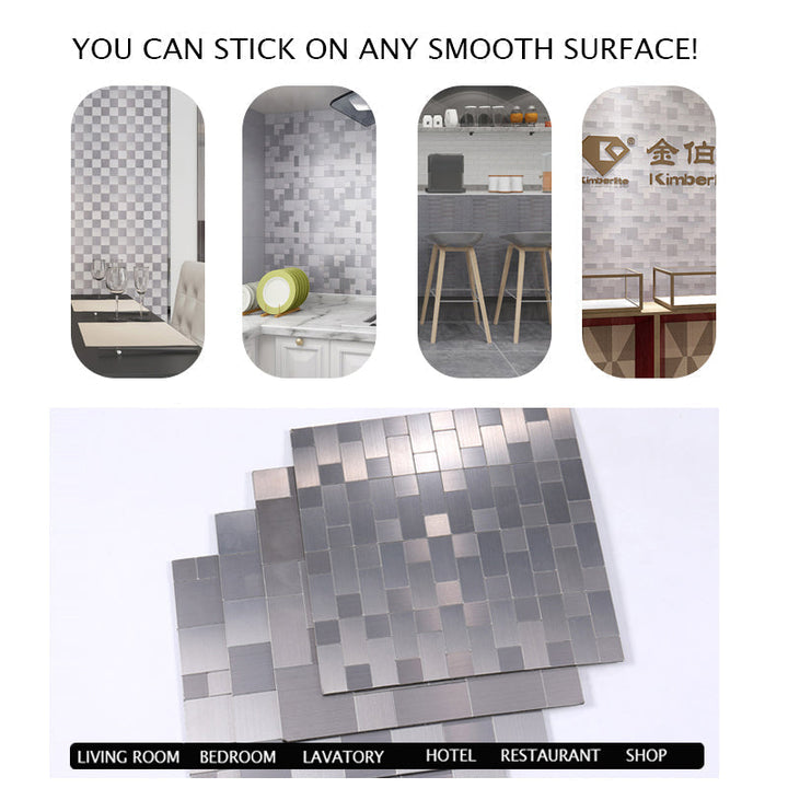 Lisslune | 3D Metal Self Adhesive Brick Wall Stickers