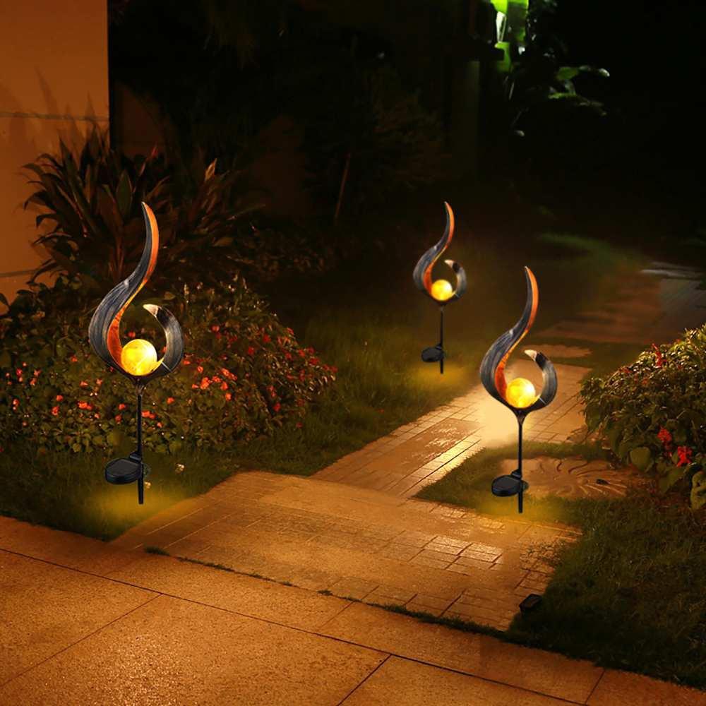 Lisslune | IgnisLuxe LED Garden Light with Artificial Flame Look | Solar Powered | Atmospheric Outdoor Lighting | Decor for Garden & Terrace