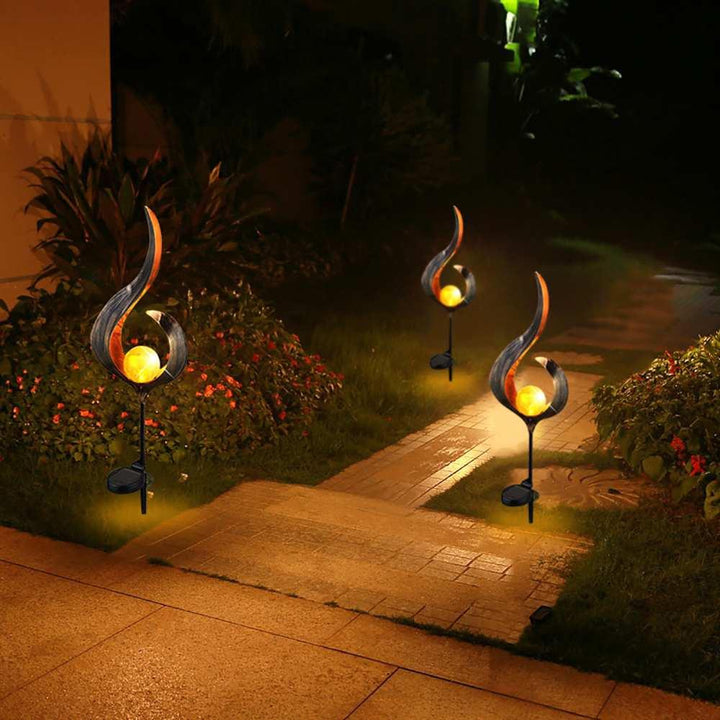 Lisslune | IgnisLuxe LED Garden Light with Artificial Flame Look | Solar Powered | Atmospheric Outdoor Lighting | Decor for Garden & Terrace