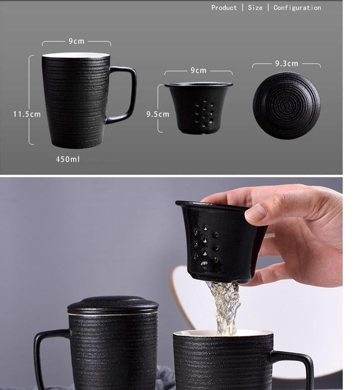 Lisslune | Ceramic Tea Infuser Mug With Lid