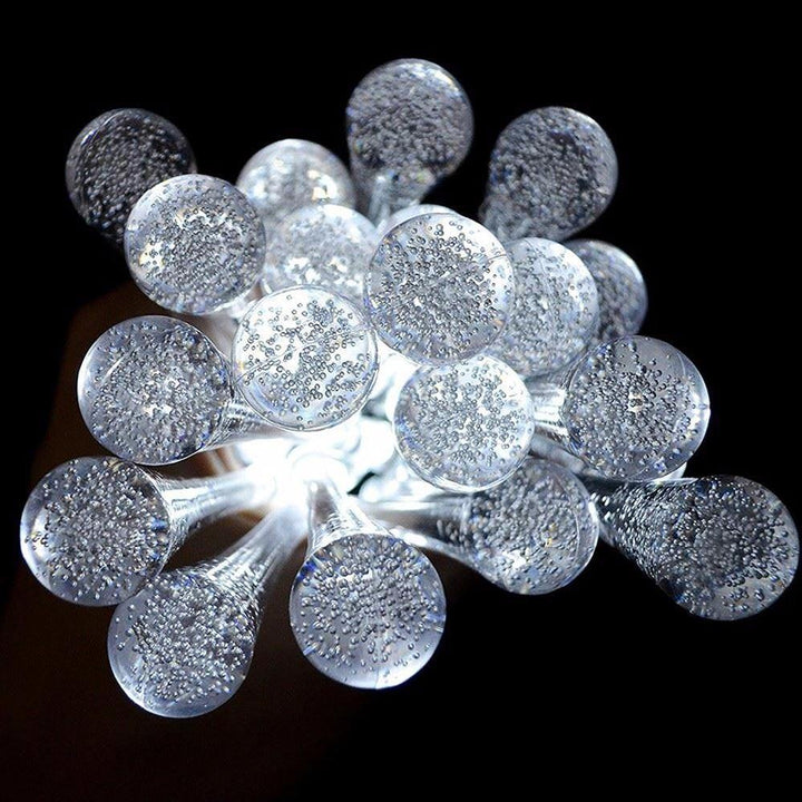 Lisslune | LumiDew Solar Drops String Lights | Solar-Powered LED String Lights for Garden & Terrace | Warm White, White & Multicolor