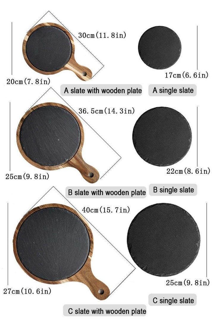 Lisslune | Wooden Slate Round Snack Food Plate