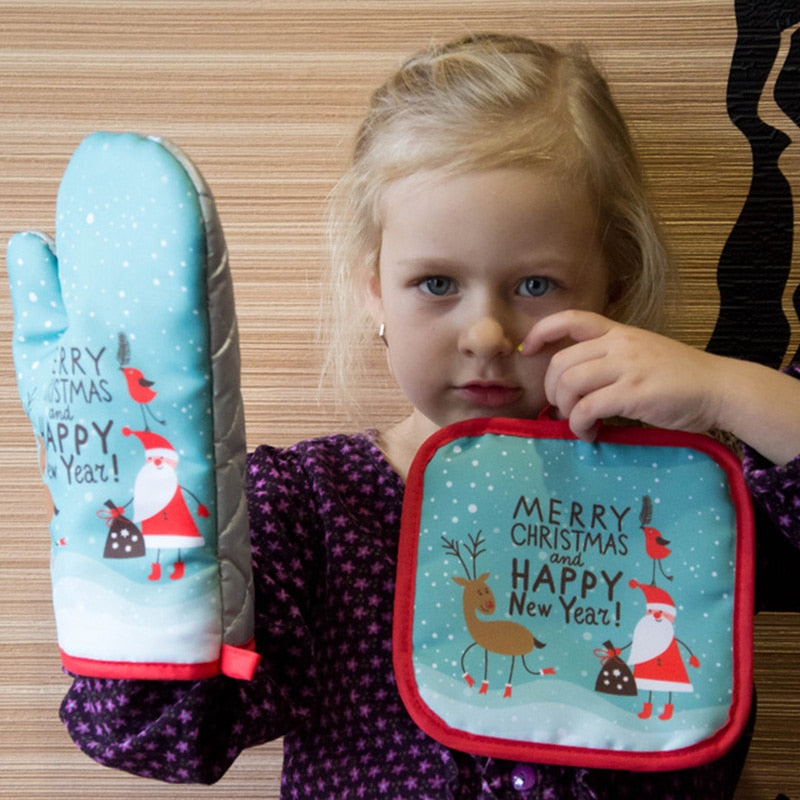 Lisslune | Heat Resistant Christmas Oven Mitts