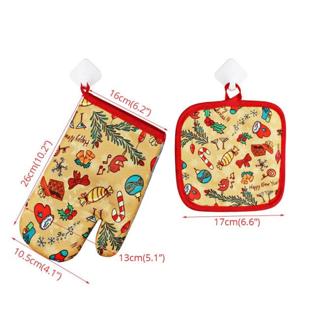 Lisslune | Heat Resistant Christmas Oven Mitts