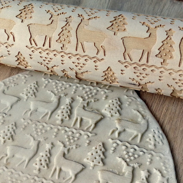 Lisslune | 3D Wooden Christmas Rolling Pin