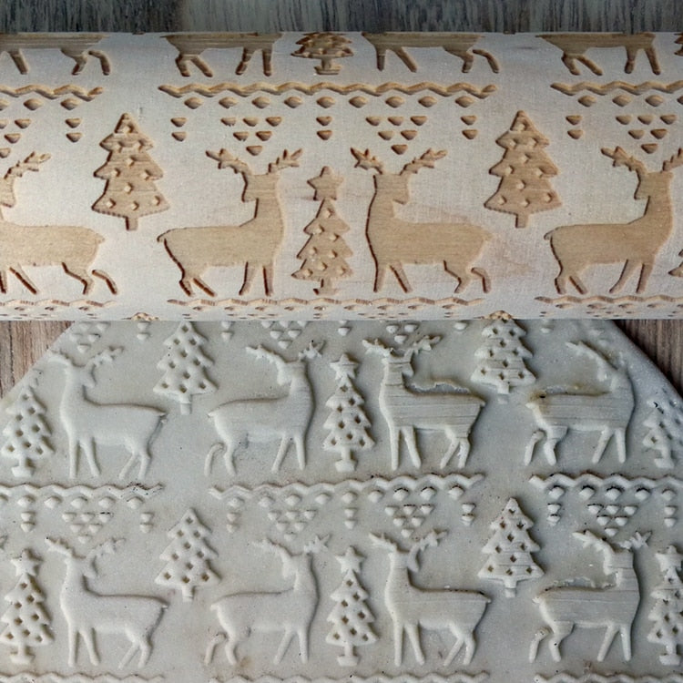 Lisslune | 3D Wooden Christmas Rolling Pin