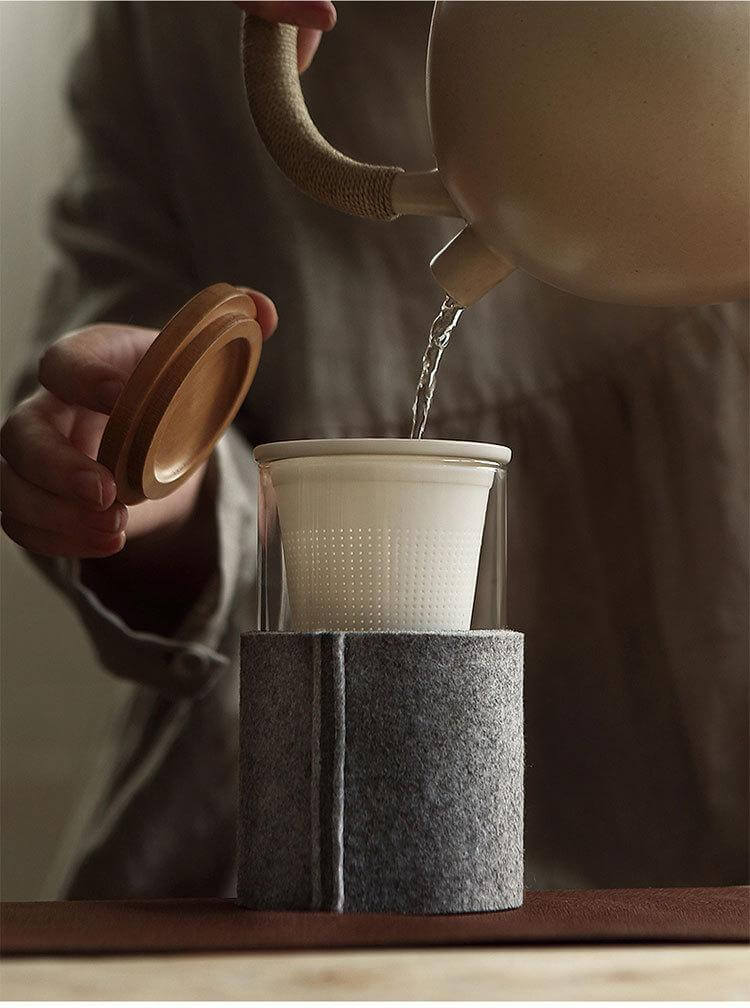 Lisslune | Creative Glass Tea Infuser with Wooden Lid