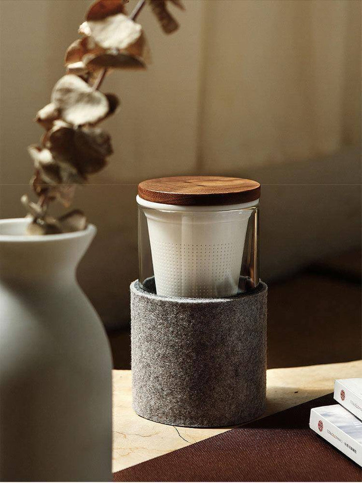 Lisslune | Creative Glass Tea Infuser with Wooden Lid