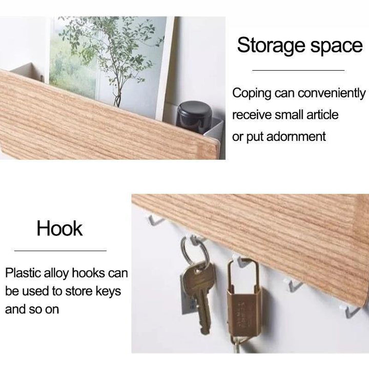 Lisslune | KeyOrganize Wood Key Holder Wall Shelf | Multifunctional & Stylish | Wall Decor & Storage