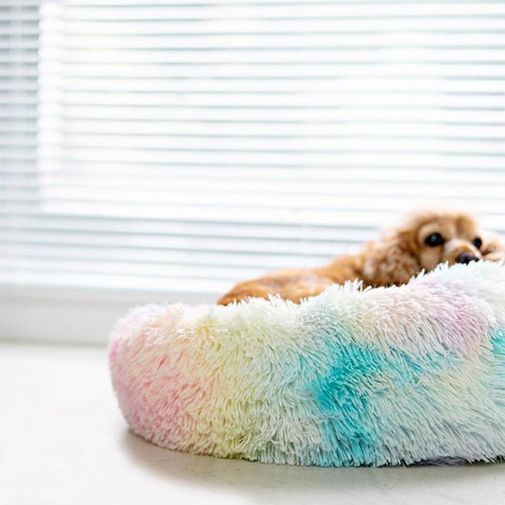 Lisslune | Beef Rainbow Extra Plush Calming Donut Dog Beds