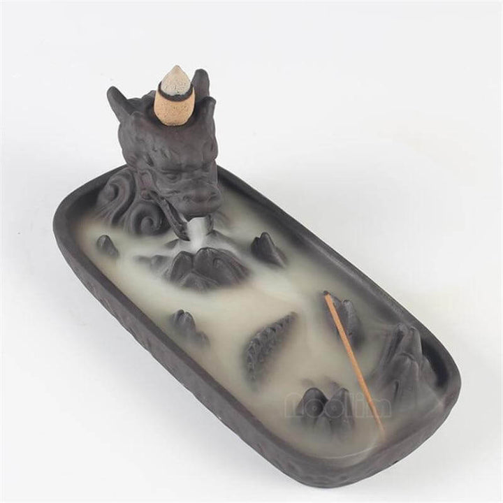 Lisslune | Ceramic Dragon Censer  Smoke Backflow Incense Burner