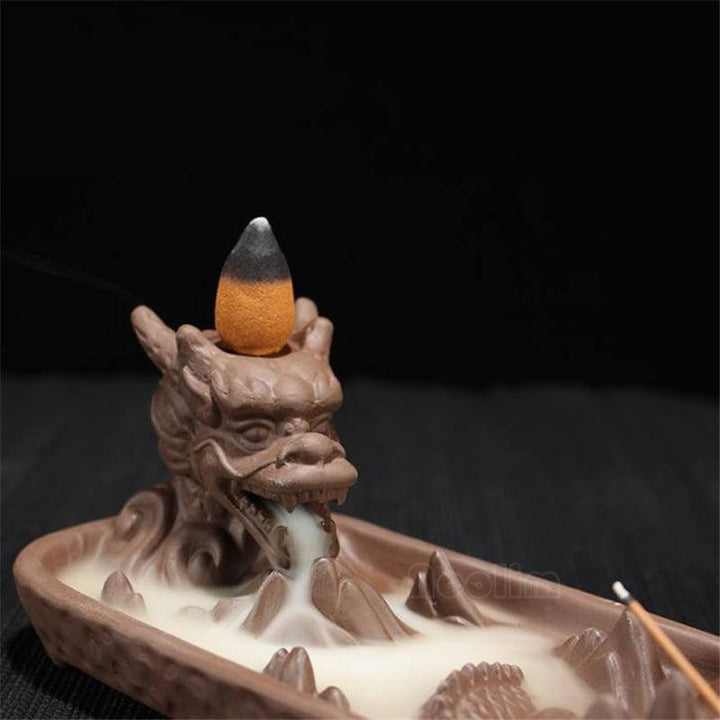 Lisslune | Ceramic Dragon Censer  Smoke Backflow Incense Burner