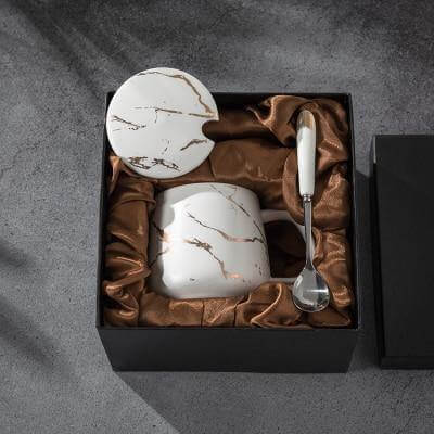 Lisslune | Elegant Marble Ceramic Coffee Mug Gift Set