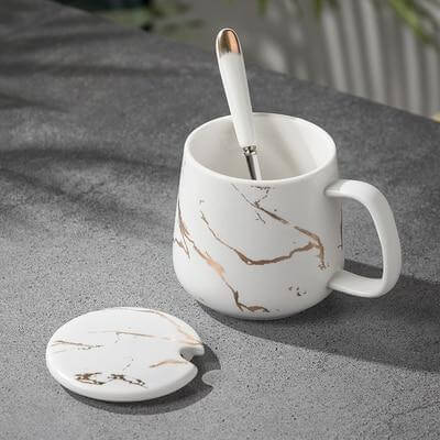 Lisslune | Elegant Marble Ceramic Coffee Mug Gift Set